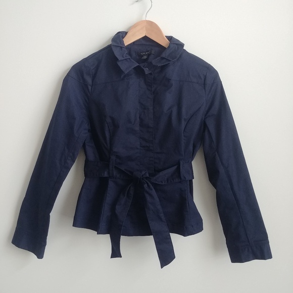 Coupe navy blue cotton belted jacket snap front size 6 - Picture 1 of 13